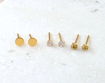 Dainty Stud Earring Set • Tiny Stud Earrings • Circle Stud Earrings • Knot Stud Earrings • Dainty Studs • Earring Sets • Stud Earrings