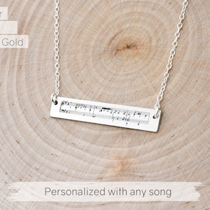 Sheet Music Art, Sheet Music Necklace, Personalized First Dance Jewelry, Any Song Custom Bar Necklace, Music Necklace, Song Necklace