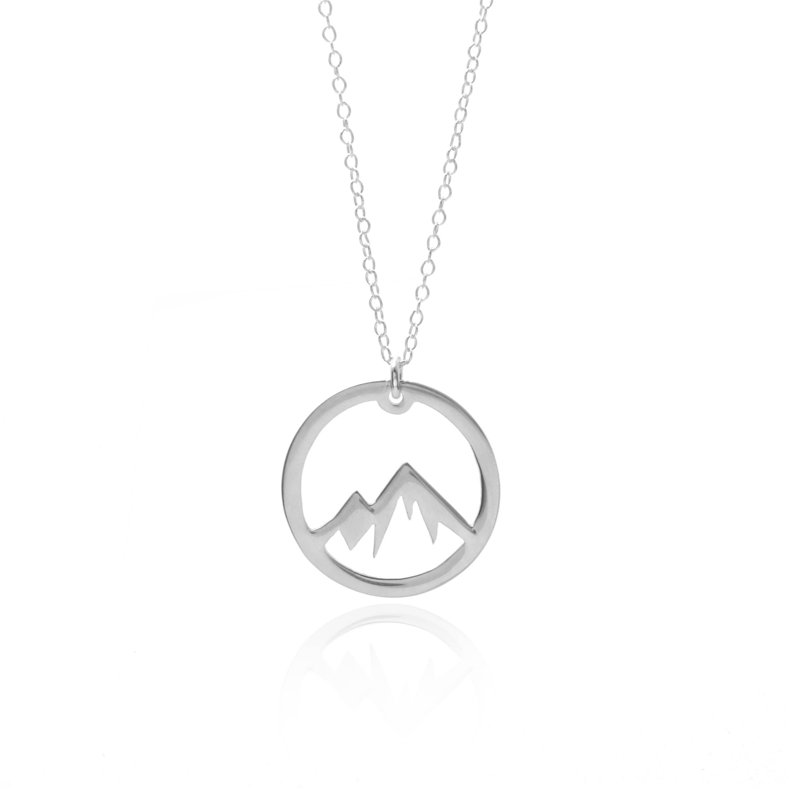 The Mountains are Calling and I Must Go Sterling Silver Mountain necklace. 
