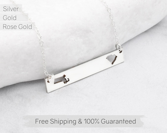 State Necklace • State Jewelry • Custom Personalized Necklace With Your Choice Of Two States