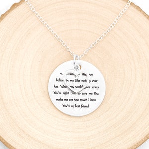 Anniversary Necklace, Anniversary Gift For Her, Wedding Vows Or Wedding Song Engraved Necklace