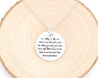 Anniversary Necklace, Anniversary Gift For Her, Wedding Vows Or Wedding Song Engraved Necklace