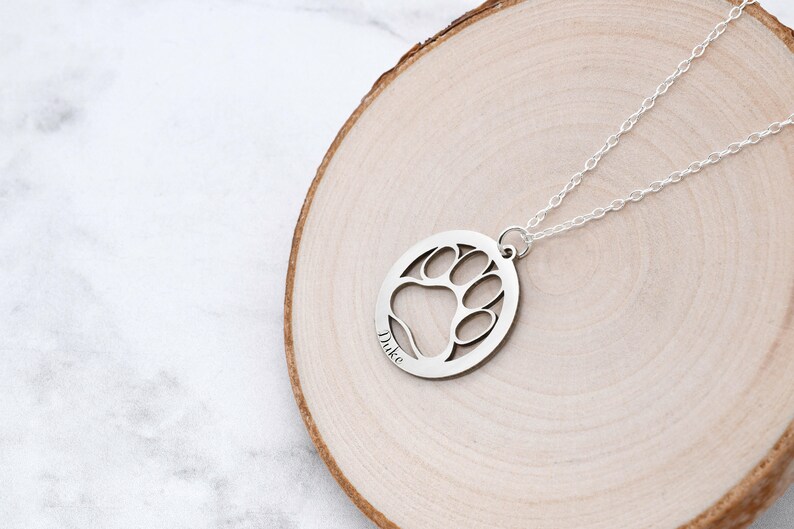 Gold Paw Print Necklace Dog Paw Necklace Dog Lover Gift Pet Lover Jewelry image 4