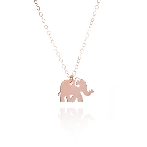 Rose Gold Elephant Necklace Dainty Jewelry Good Luck Pendant Charm