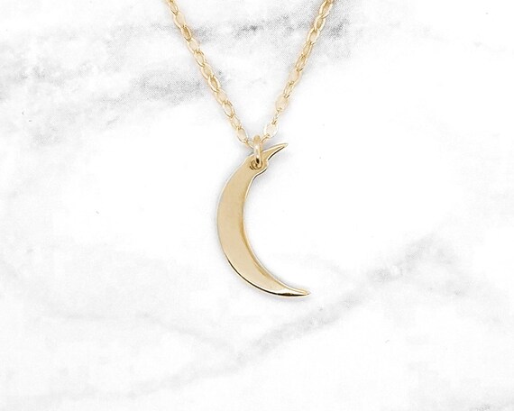 Gold Moon Necklace Crescent Moon 
