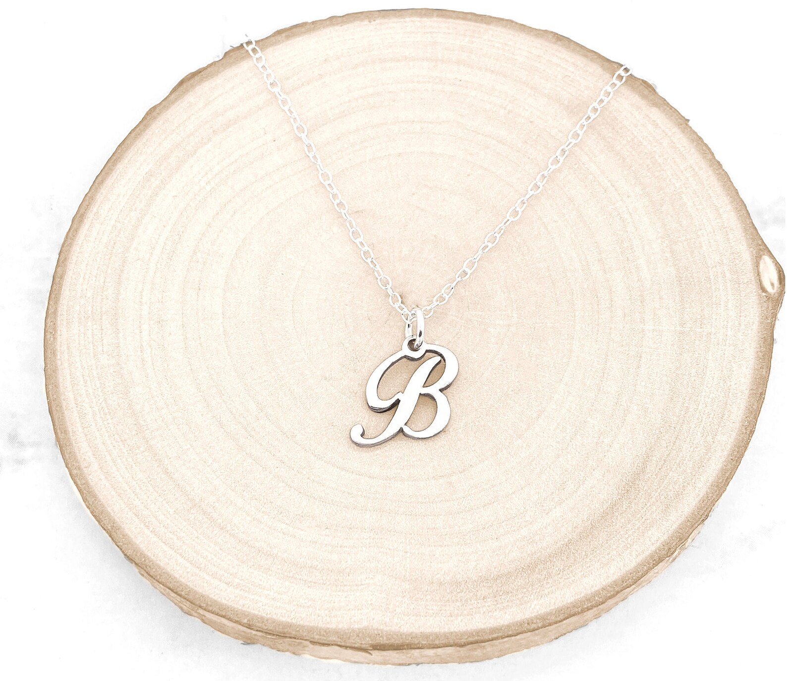 B Initial Necklace Tiny Letter Necklace Dainty Initial Etsy