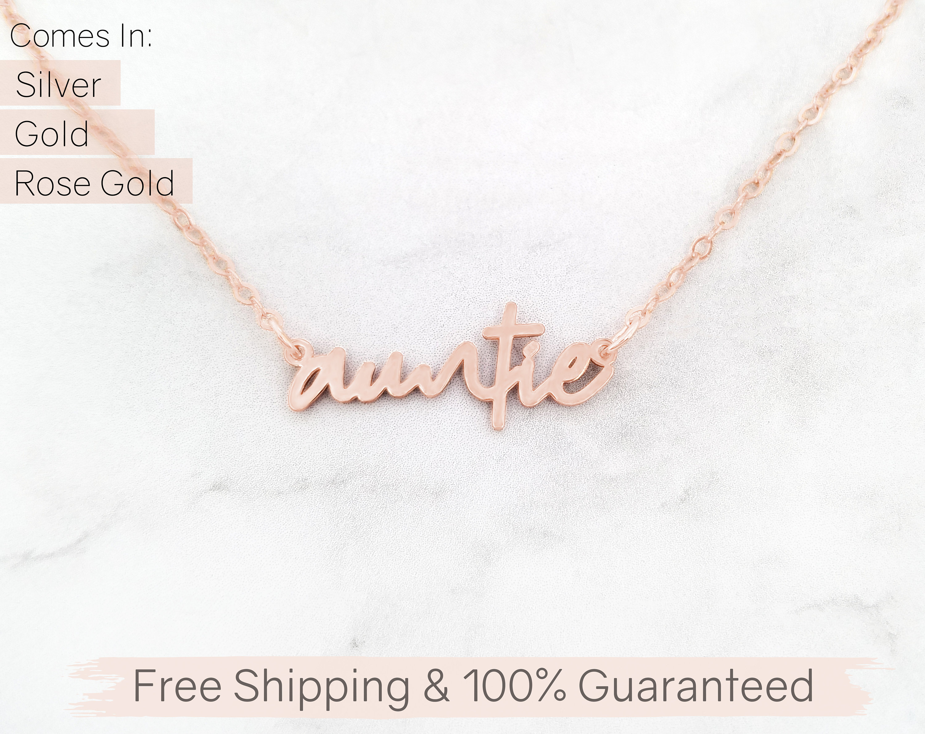 Rose Gold Aunt Necklace Auntie Necklace 