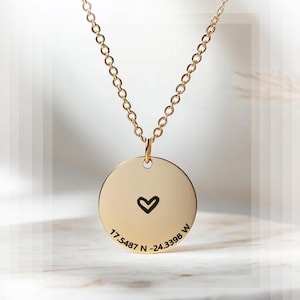Collar de coordenadas • Collar de ubicación personalizado • Collar de coordenadas personalizado • Collar de ubicación • Regalo de aniversario