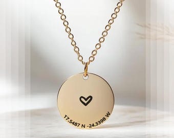 Coordinates Necklace • Personalized Location Necklace • Custom Coordinates Necklace • Location Necklace • Anniversary Gift