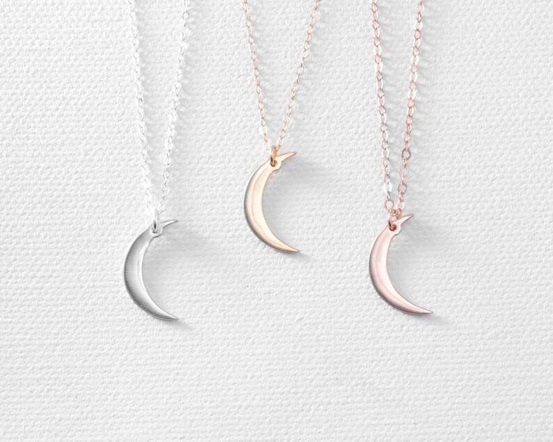 Crescent Moon Necklace Moon Necklace Silver Moon Necklace Etsy