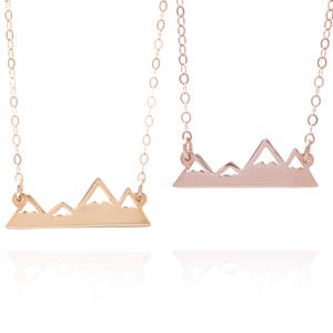 Collier rose d’or ou de montagne d’or, choisissez l’or rose ou l’or, bijoux de chaîne de montagnes, pendentif extérieur