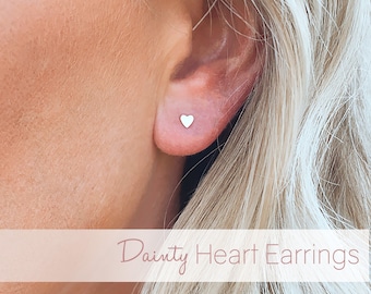 Heart Earrings • Dainty Heart Earrings • Sterling Silver Heart Earrings • Heart Jewelry • Stud Earrings