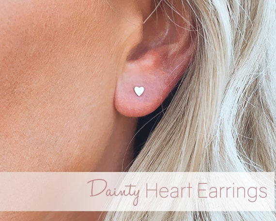Heart Earrings • Dainty Heart Earrings • Sterling Silver Heart Earrings • Heart Jewelry • Stud Earrings