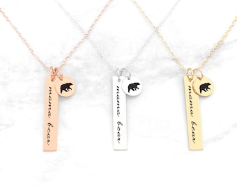 Mama Beer Ketting voor mama • Mama Bear Bar Ketting • Mama Beer Ketting • Mama Beer • Cadeau voor mama