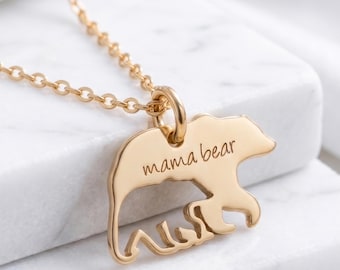 Gift For Mom, Mom Necklace, New Mom Gift, Family Jewelry, Mother Pendant, Mom Charm, Mama Bear Necklace
