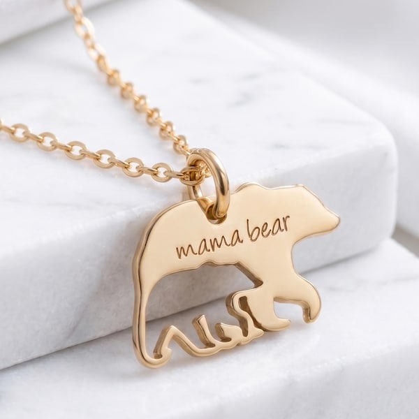 Gift For Mom, Mom Necklace, New Mom Gift, Family Jewelry, Mother Pendant, Mom Charm, Mama Bear Necklace