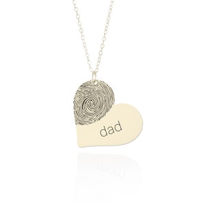 Fingerprint Memorial Necklace • Remembrance Necklace • Custom Heart Fingerprint Jewelry In Silver, Gold Or Rose Gold