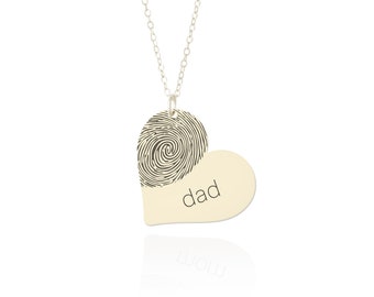 Fingerprint Memorial Necklace • Remembrance Necklace • Custom Heart Fingerprint Jewelry In Silver, Gold Or Rose Gold