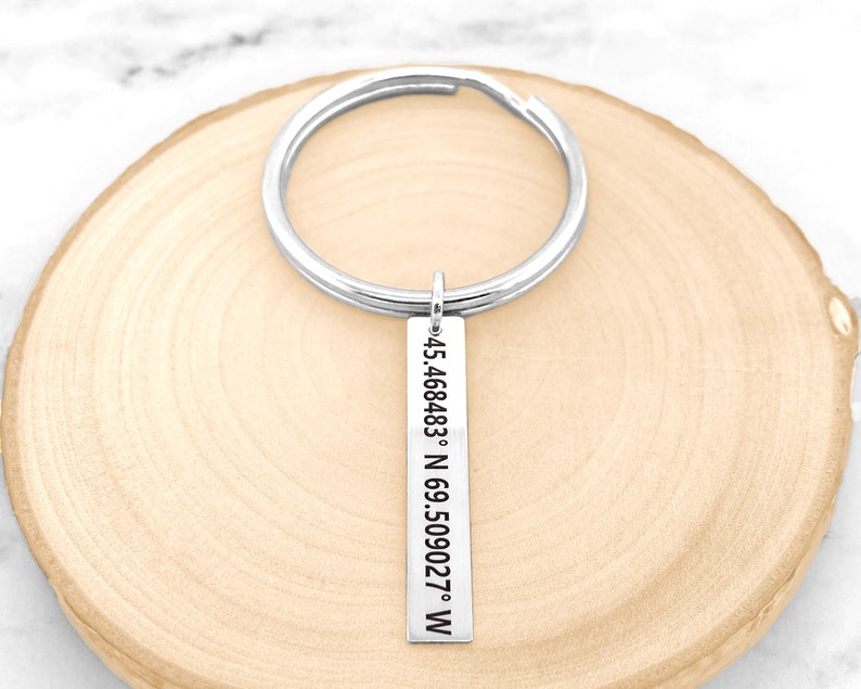 Coordinates Keychain Personalized Location Keychain Custom Etsy