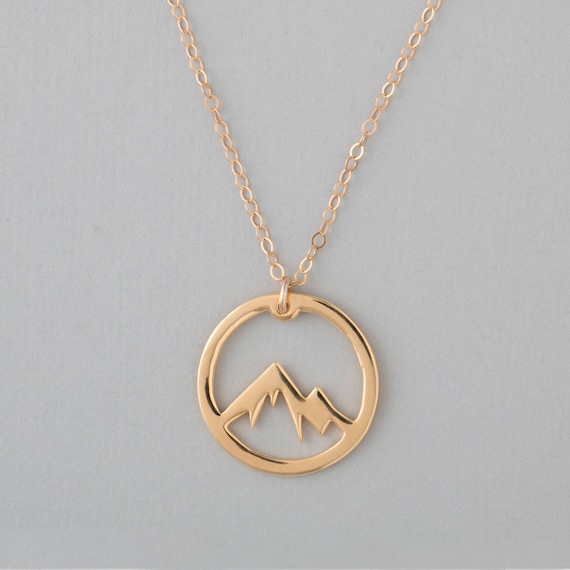 14k Gold Mountain Pendant Wanderlust Necklace Gold Outdoor