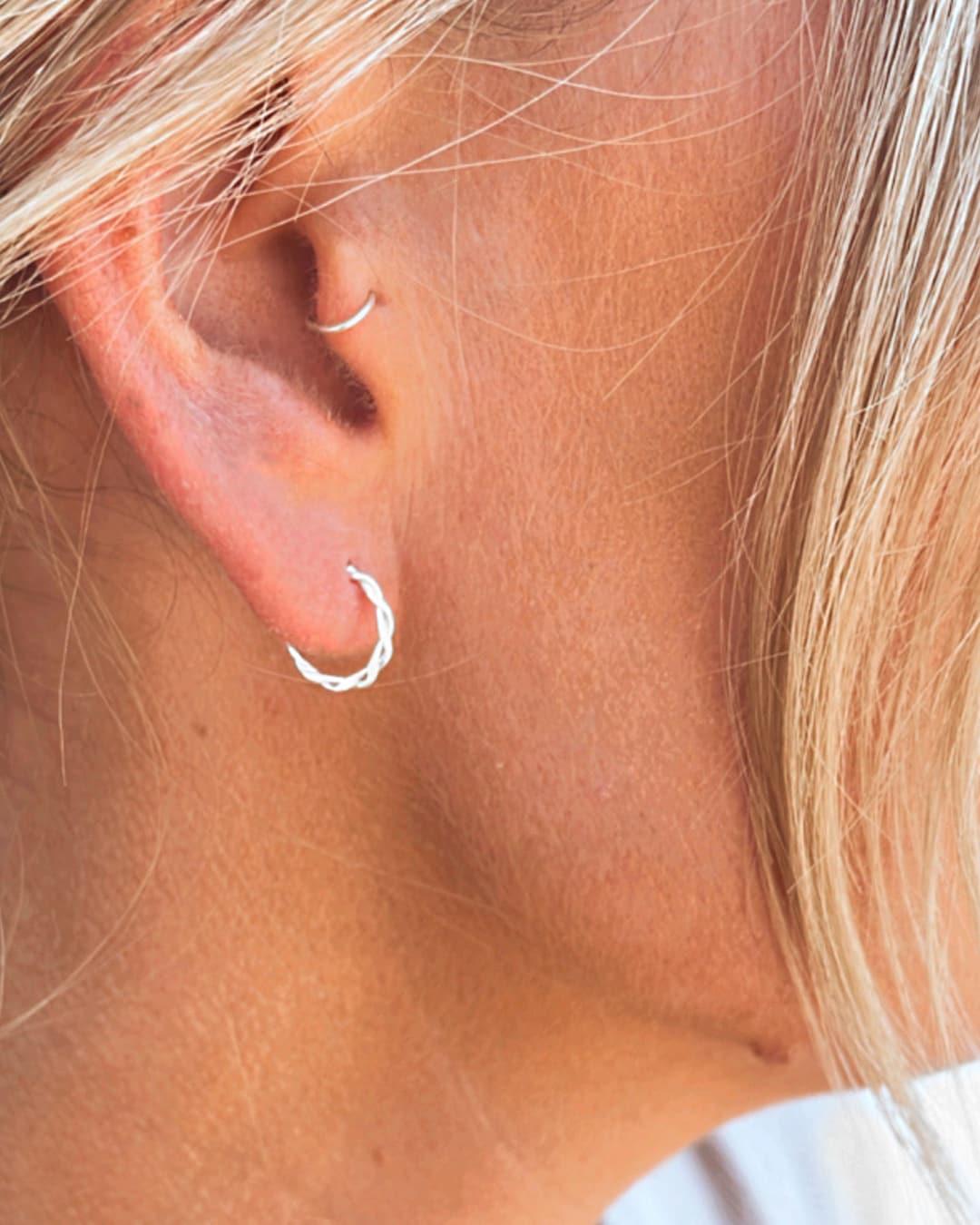 Sterling Silver Twisted Hoop Earrings • Gold Twisted Hoops • Huggie Hoop Earrings • Braided ...