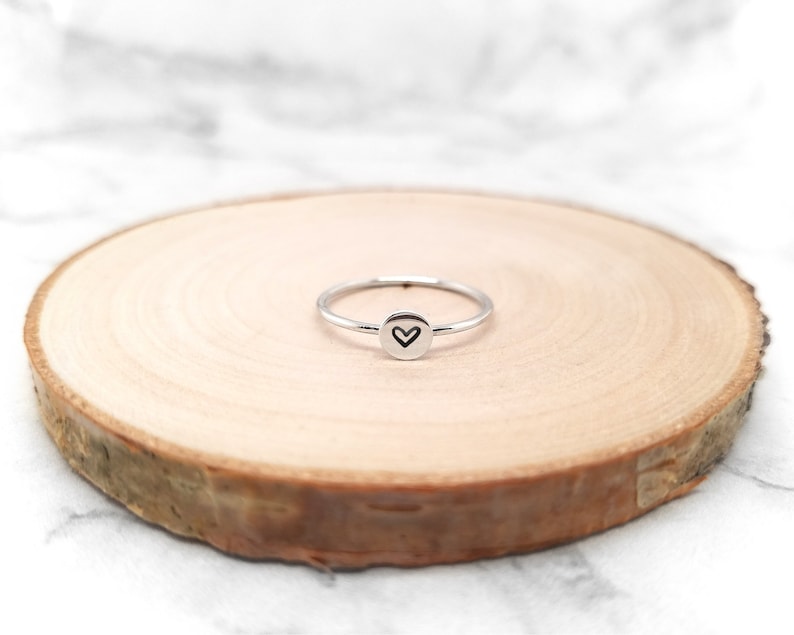 Heart Ring \u2022 Dainty Heart Ring \u2022 Sterling Silver Stacking Ring \u2022 Dainty Ring
