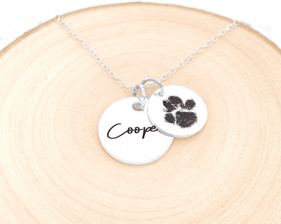Diamond Accent Dog Bone and Paw Print Disc Pendant in Sterling Silver and  10K Rose Gold | Peoples Jewellers