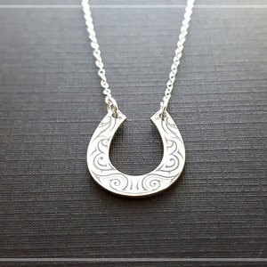 Horseshoe Necklace, Silver Horseshoe, Cowgirl Necklace, Horse Shoe Necklace, Lucky Horseshoe Charm, Premium Designed Necklace image 1