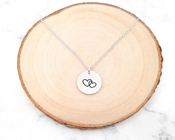 Double Heart Disc Necklace Double Heart Disc Necklace