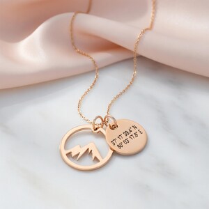 personalized rose gold mountain necklace
