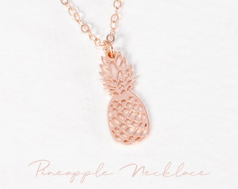 Collar de piña, un collar de encanto colgante de piña delicada, oro de plata y oro rosa