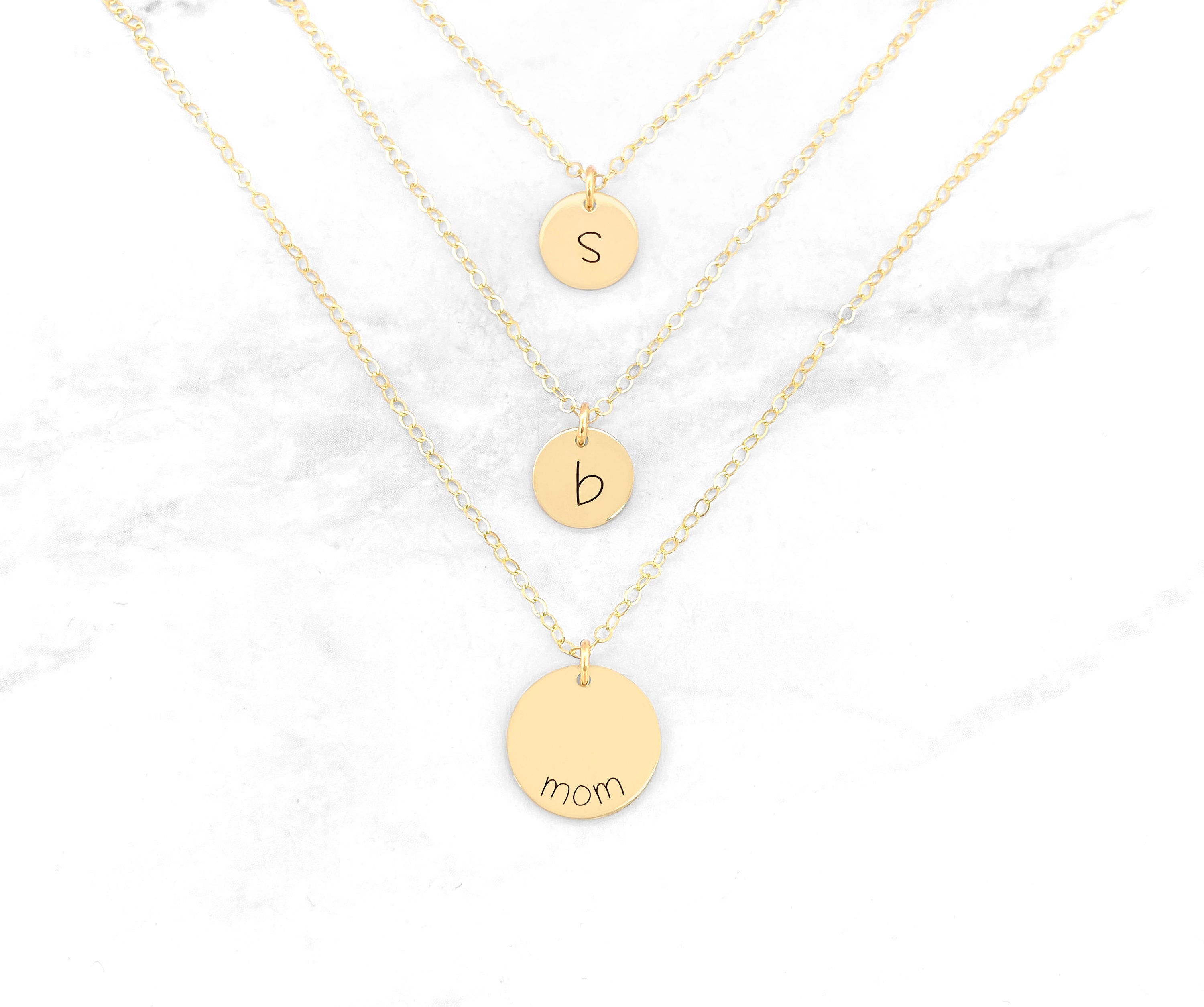 Mother Daughter Initial Necklace Set 