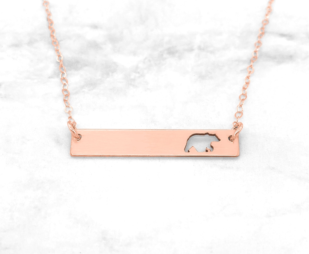 Baby Bear Rose Gold Mama Bear Necklace Mama Bear Jewelry • Mama
