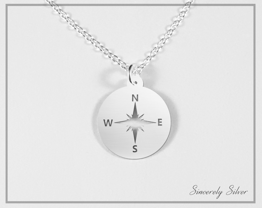 Nautical Compass Necklace Compass Charm Wanderlust Necklace Etsy