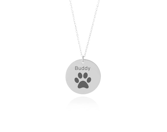 engraved dog paw necklace