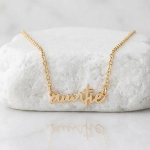Gold Auntie Necklace • Auntie Necklace • Auntie Gift • Aunt Jewelry • Gift For Aunt • Sterling Silver, Gold, or Rose Gold