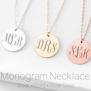 Monogram Necklace • Monogram Pendant • Silver • Gold • Rose Gold