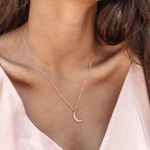 Moon Necklace Crescent Moon Necklace Dainty Gold Moon Pendant image 3