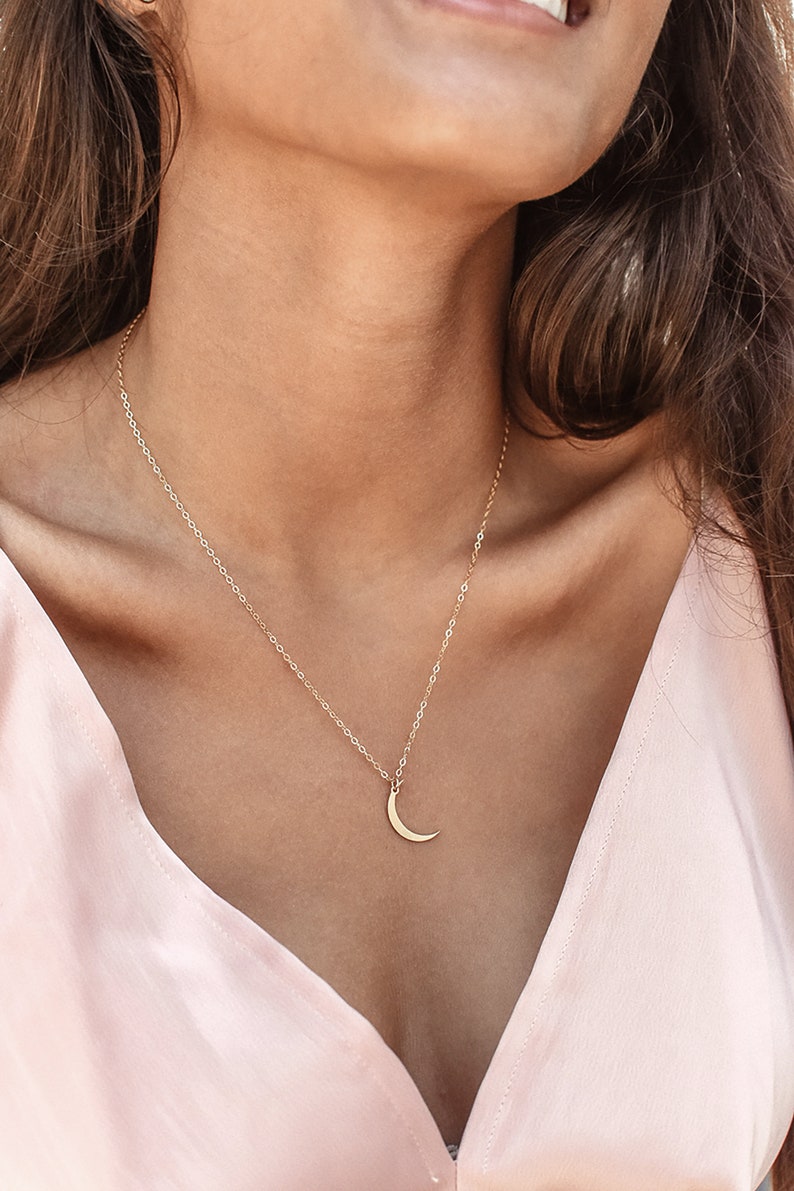 Moon Necklace Crescent Moon Necklace Dainty Gold Moon Pendant image 3