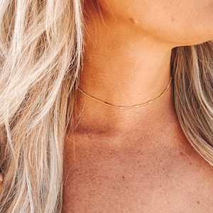 Dainty Bar Satellite Choker Chain Choker Necklace Satellite Chain Choker Sterling Silver Choker Necklace Dainty Bar Chain Choker image 3