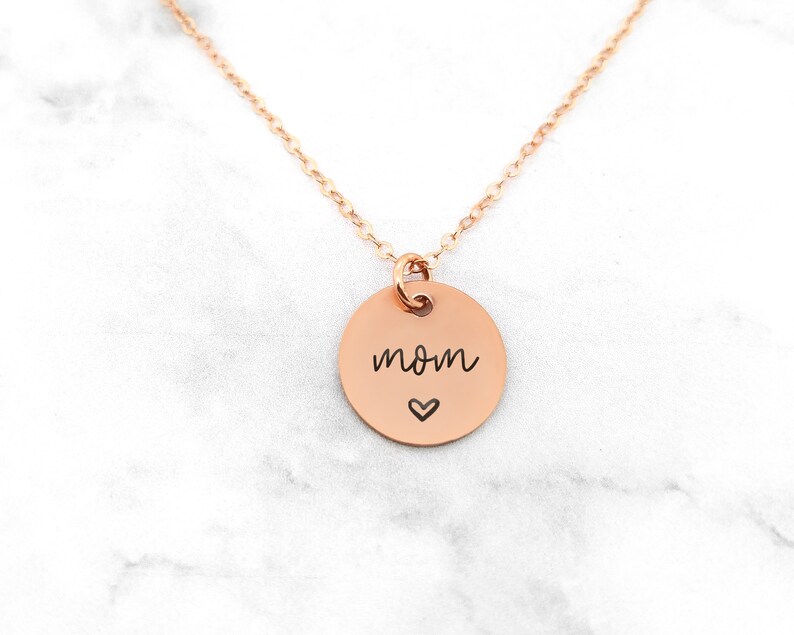 Mom Necklace Dainty Engraved Disc Necklace Personalized Disc Necklace Gift For Mom image 3