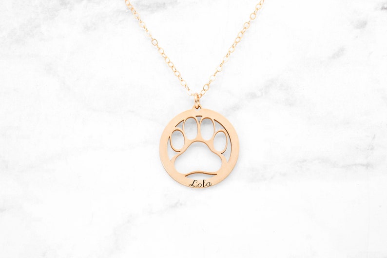Gold Paw Print Necklace Dog Paw Necklace Dog Lover Gift Pet Lover Jewelry image 1