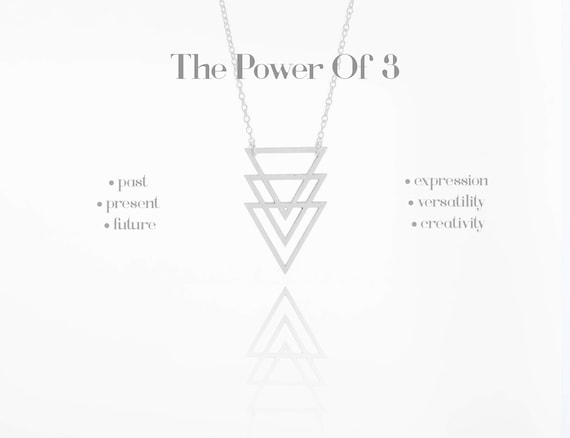 ネックレス・ペンダント [LOVE ME MONSTER] Clear Triangle Charm Necklace Three Triangles Necklace, 3 Triangle Charm Necklace