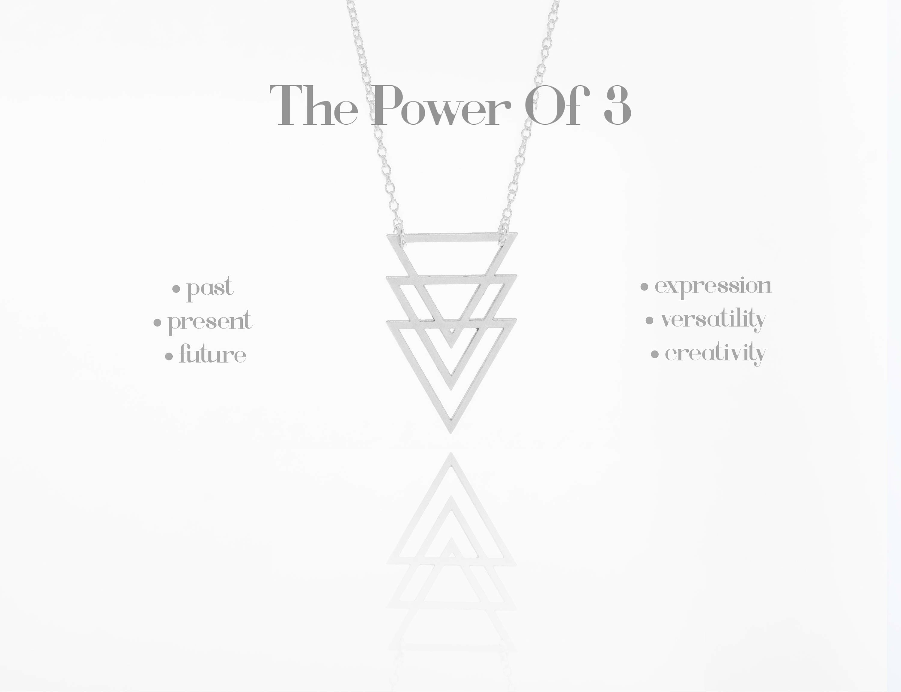 Three Triangles Necklace, 3 Triangle Charm Necklace, Sterling