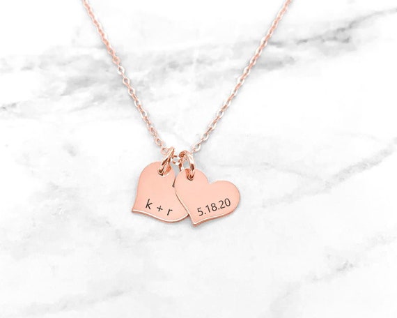 Personalized Heart Necklace, Heart Necklace, Personalized Date