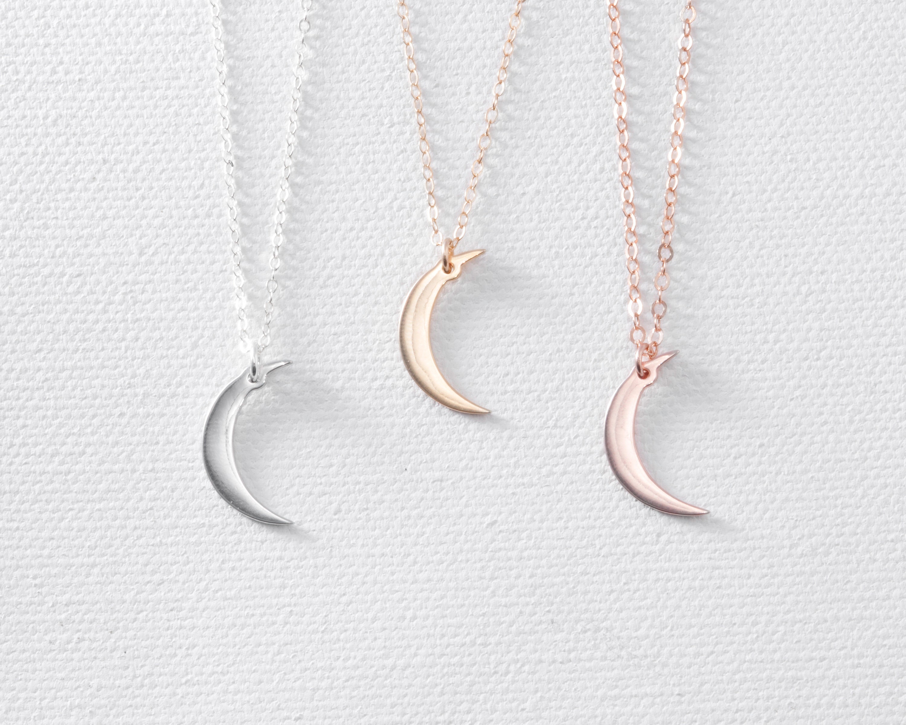 Rose Gold Moon Necklace Crescent Moon 