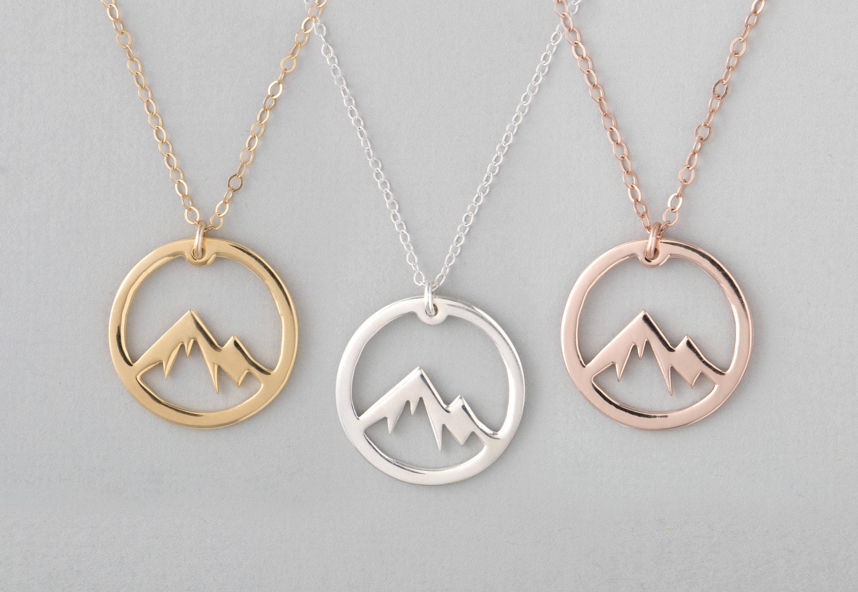 Mountain Necklace Circle Mountain Necklace Mountain Pendant Etsy