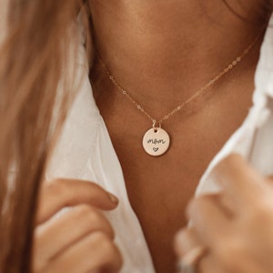 Mom Necklace Dainty Engraved Disc Necklace Personalized Disc Necklace Gift For Mom image 2