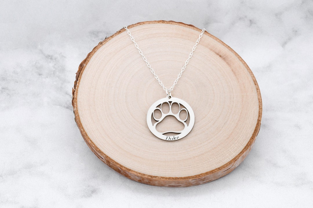 Dog Paw Necklace Paw Print Necklace Dog Lover Gift Pet Lover Jewelry Etsy