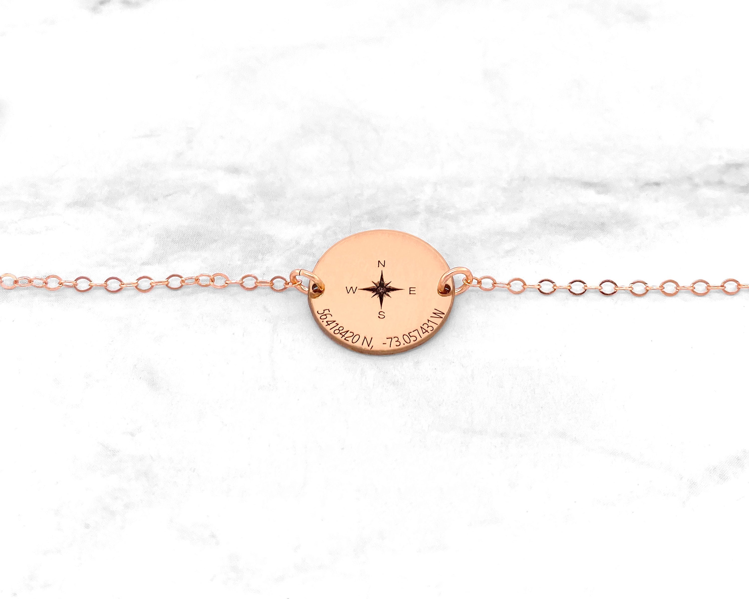 Coordinate Compass Bracelet Custom Coordinate Bracelet Etsy
